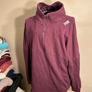 pink victorias secret size large womens sweatshirt logo maroon shirt